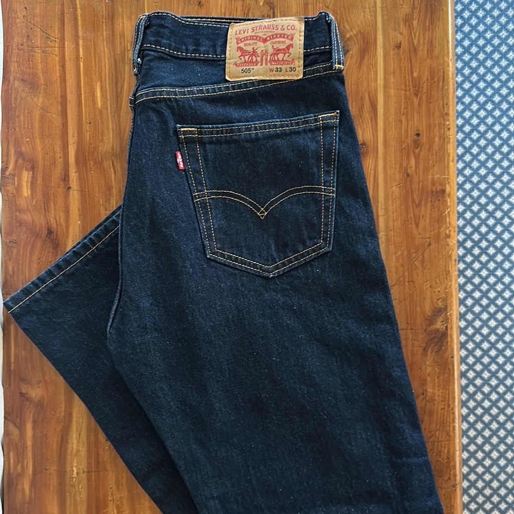 Levi 505 Dark Blue Straight Leg Jeans W33 L30